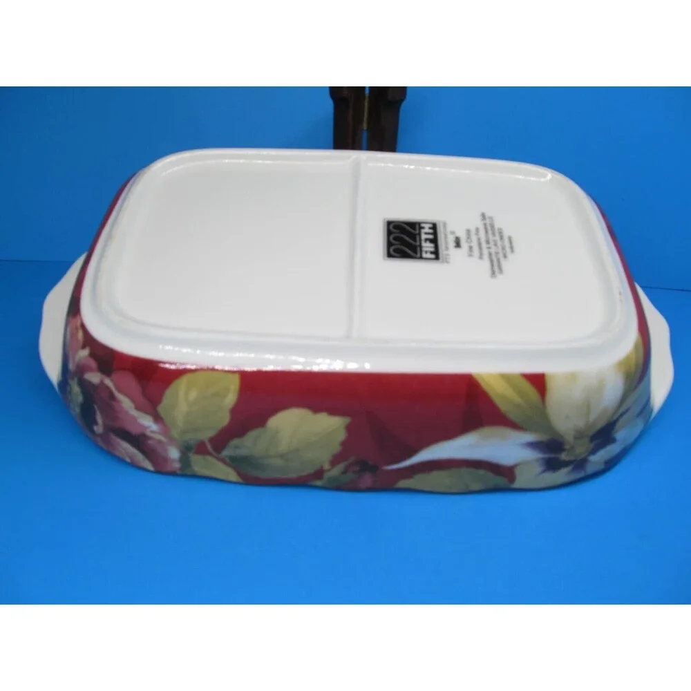 222 Fifth Belize Oval Divided Serving Dish 11 1/4